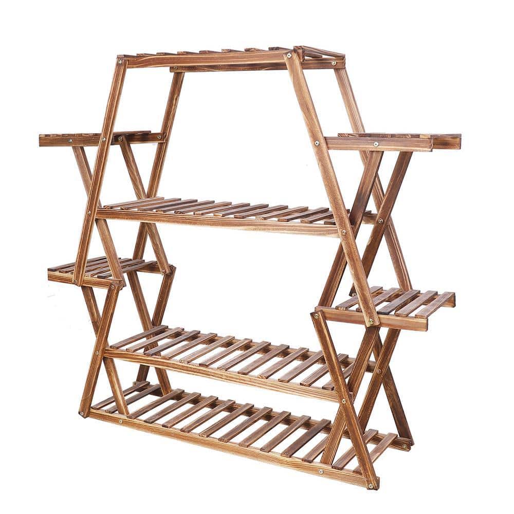 AESOME 8-Tier Wooden Plant Stand Shelf 42 in. Tall Flower Pot Rack
