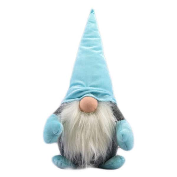 HomeRoots Jute Blue and Gray Fabric Standing Gnome