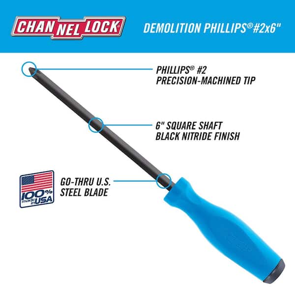 Channellock 6 in. #2 Phillips Demolition Screwdriver Tri-Lobe