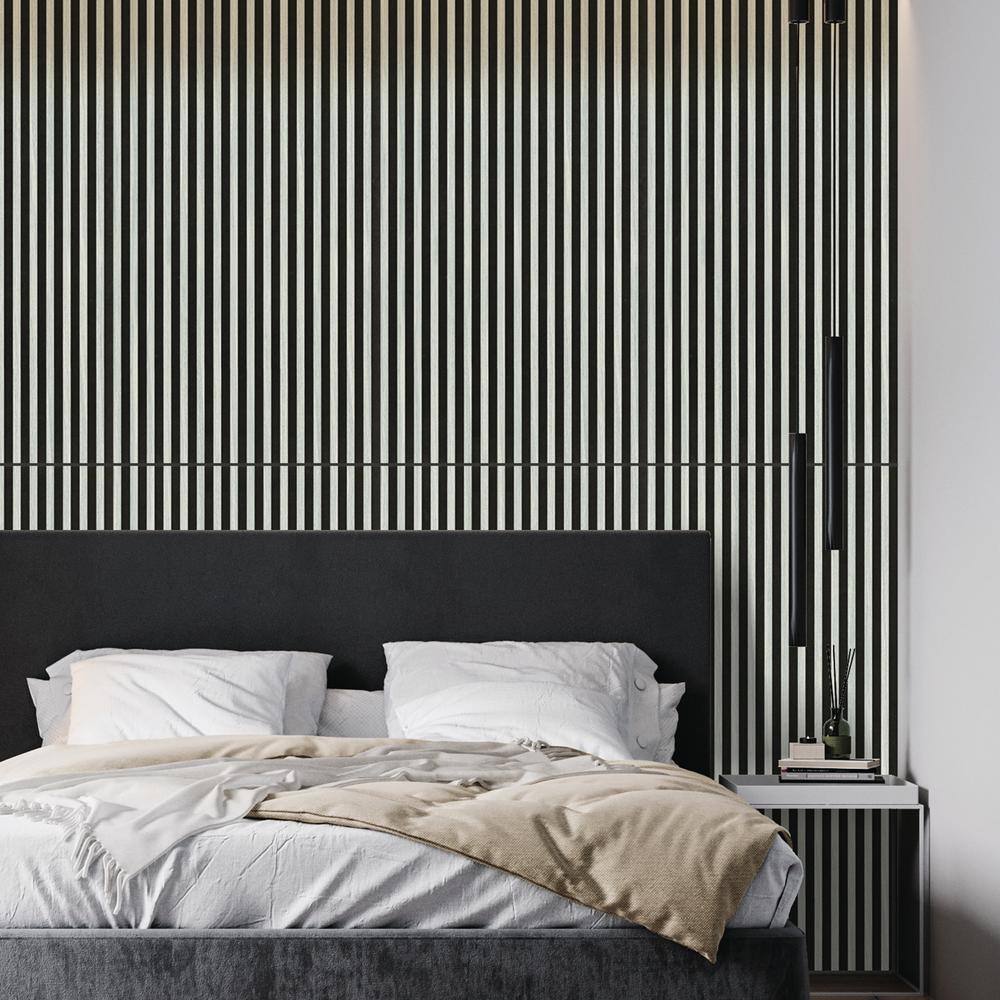 Gray 24" x 48" Wood Slat Acoustic Wall Panels with Recycled Felt Backing