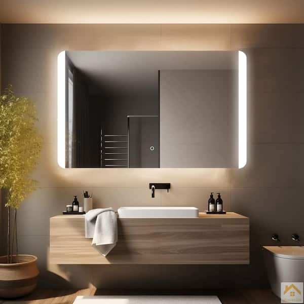 Sxiawe 30 in. W x 48 in. H Modern Rectangular Backlit LED Frameless Wall Mirror Bathroom Vanity Mirror