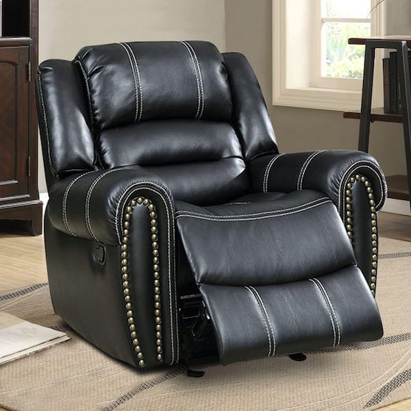 black leather glider