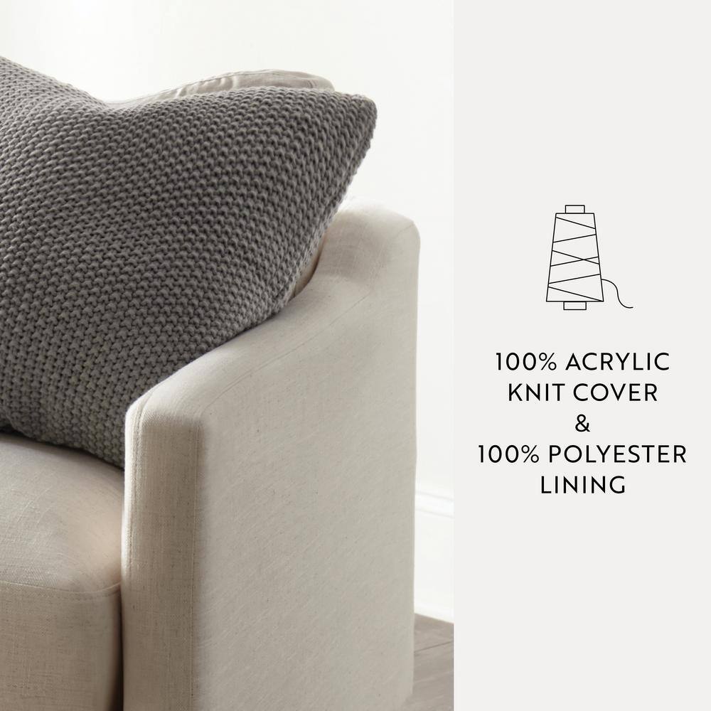 Gray Cotton Knit Square Throw Pillow 20 x 20