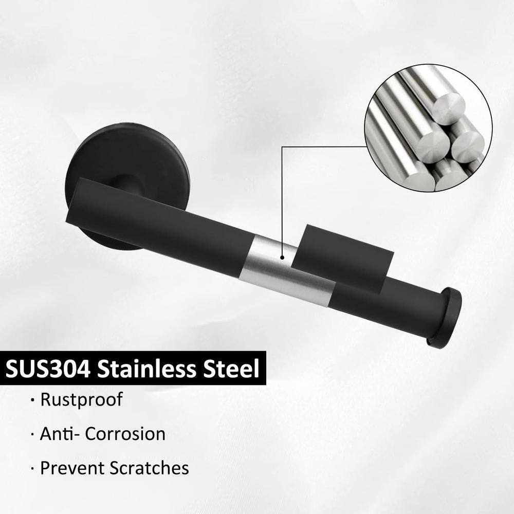 Matte Black Stainless Steel Wall-Mounted Toilet Paper Holder