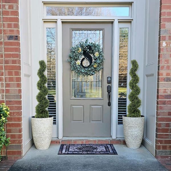 poetree 4 ft. Artificial Boxwood Spiral Topiary Tree in Pot