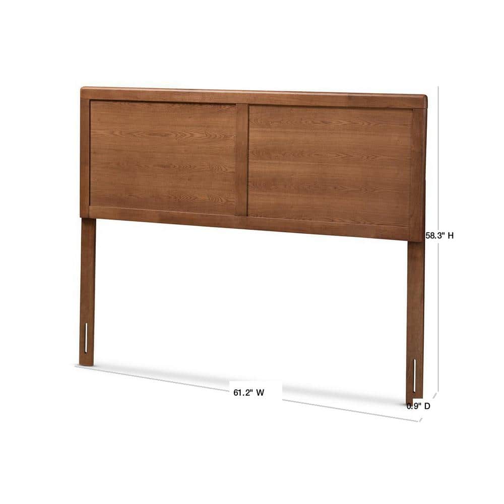 Walnut Brown Queen Size Wood Headboard