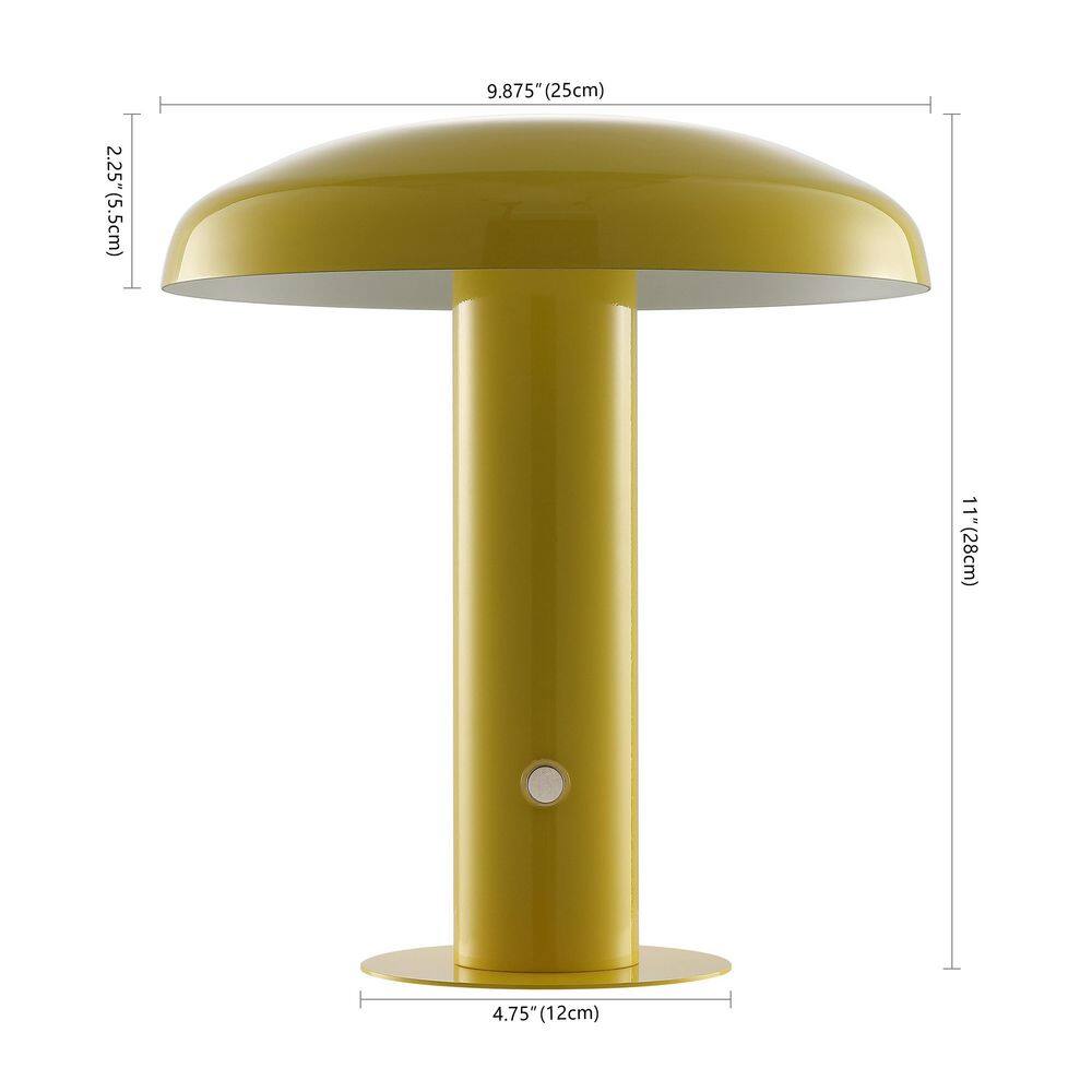 Suillius 11" Satin Yellow Cordless Metal Dome Table Lamp