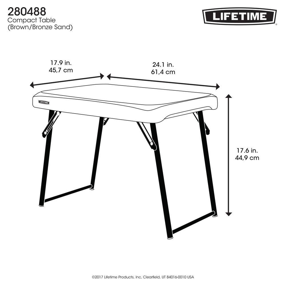 Lifetime 24-Inch Brown HDPE Folding Table with Steel Frame