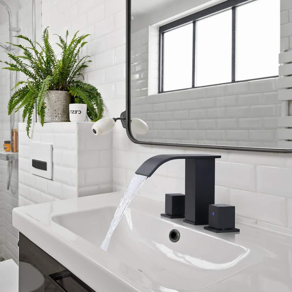 Matte Black Stainless Steel 8-Inch Widespread Bathroom Faucet