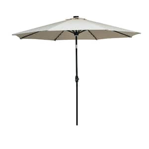 10 ft. Market Outdoor Patio Umbrella with Solar LED Lighted in Khaki