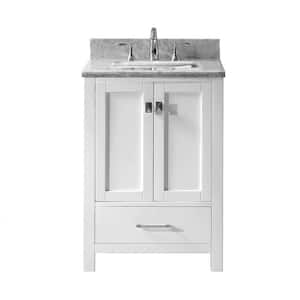 Caroline Avenue 25 in. W Bath Vanity in White with Marble Vanity Top in White with Square Basin