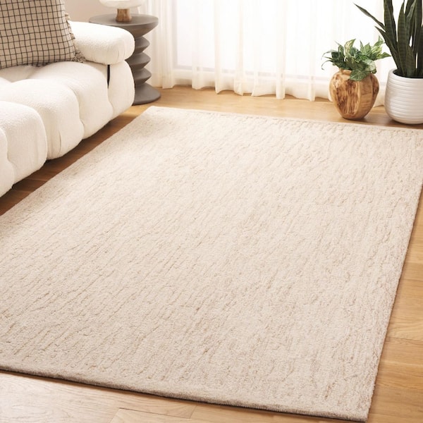 Ebony 3 ft. x 5 ft. Beige/Ivory Solid Color Distressed Area Rug