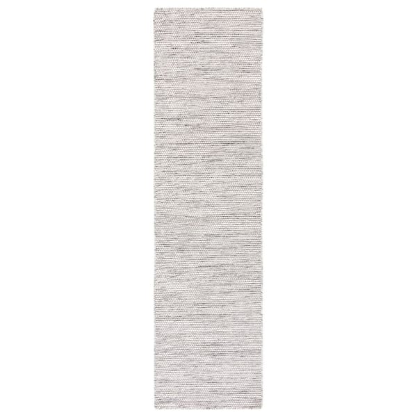 Natura 2 ft. x 9 ft. Ivory/Black Striped Marle Runner Rug
