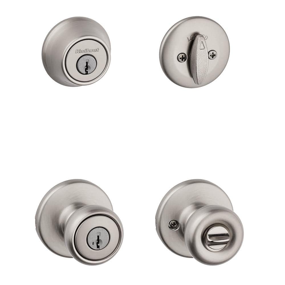 Kwikset Tylo Satin Nickel Keyed Entry Doorknob with Deadbolt Combo