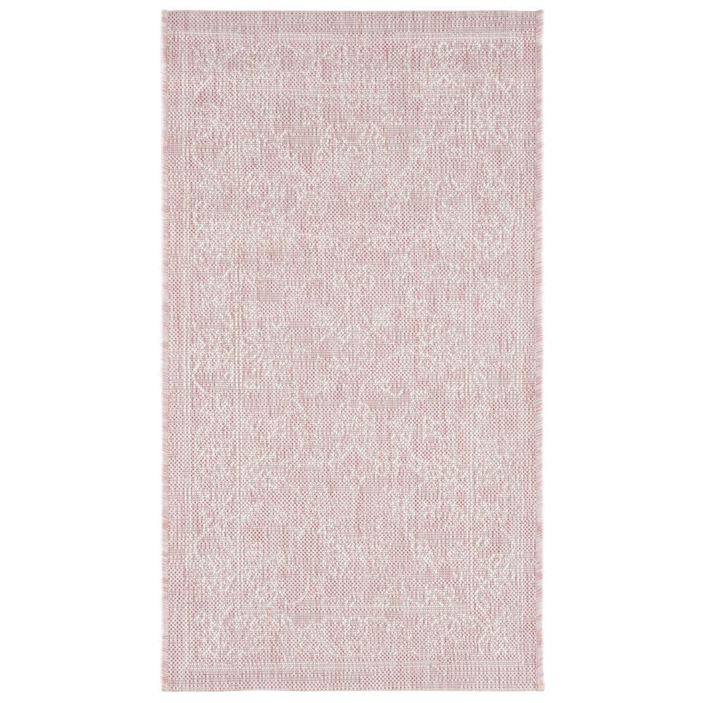 Courtyard Soft Pink/Ivory 2 ft. x 4 ft. Border Floral Scroll Indoor/Outdoor Area Rug price history on PriceWatchPro