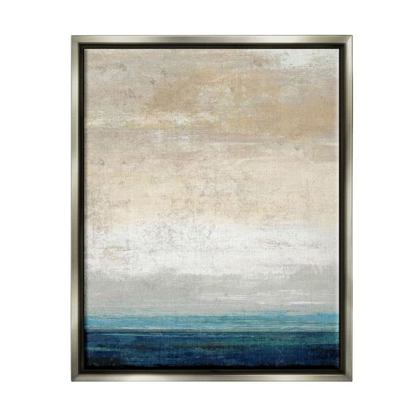 The Stupell Home Decor Collection Distressed Ocean Landscape Abstract Design by Suzanne Nicoll Floater Frame Abstract Art Print 31 in. x 25 in.