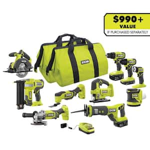 ONE+ 18V Cordless 10-Tool Combo Kit with (1) 1.5 Ah Battery and (2) 4.0 Ah Batteries and Charger