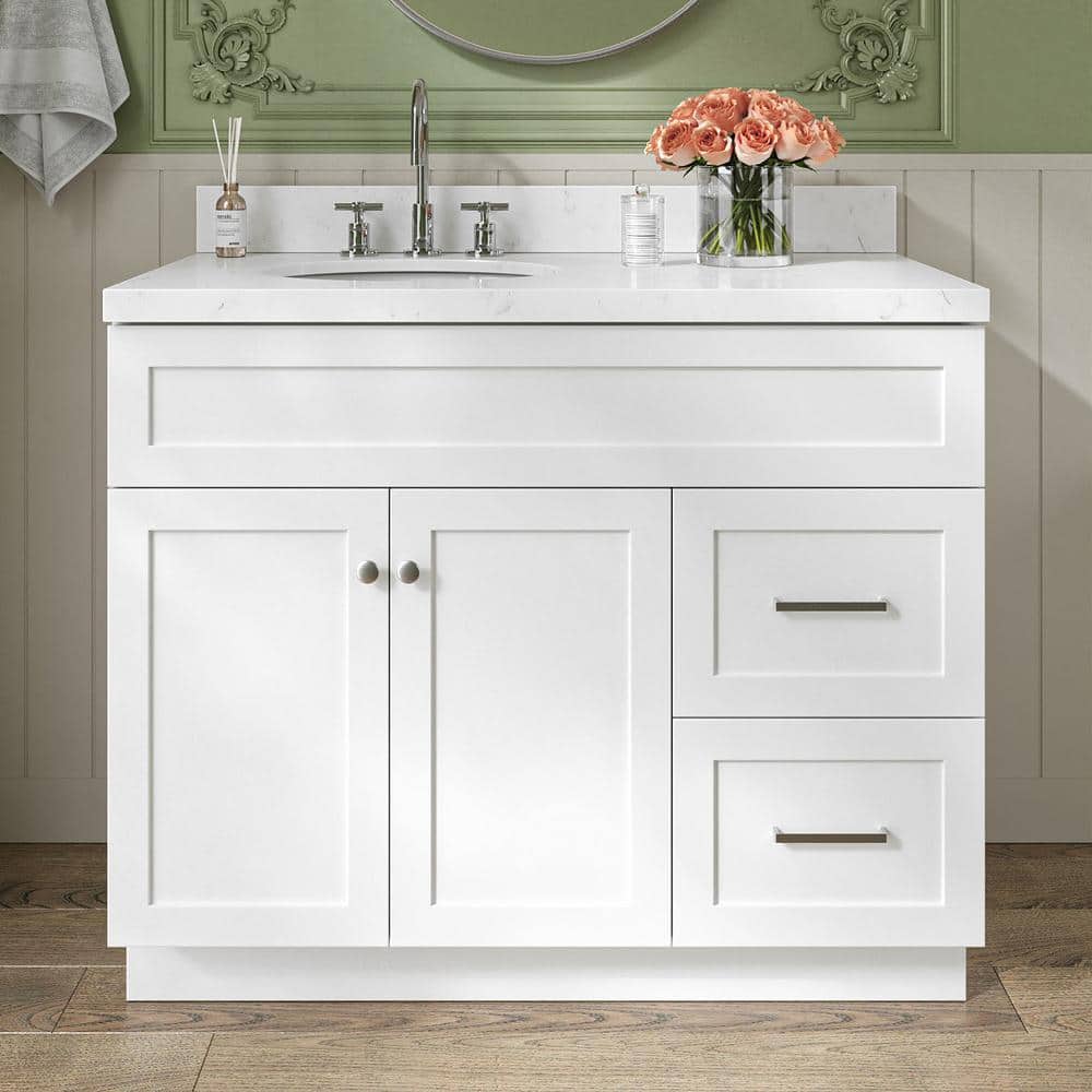 Hamlet 42" White Quartz Single Basin Freestanding Vanity Set