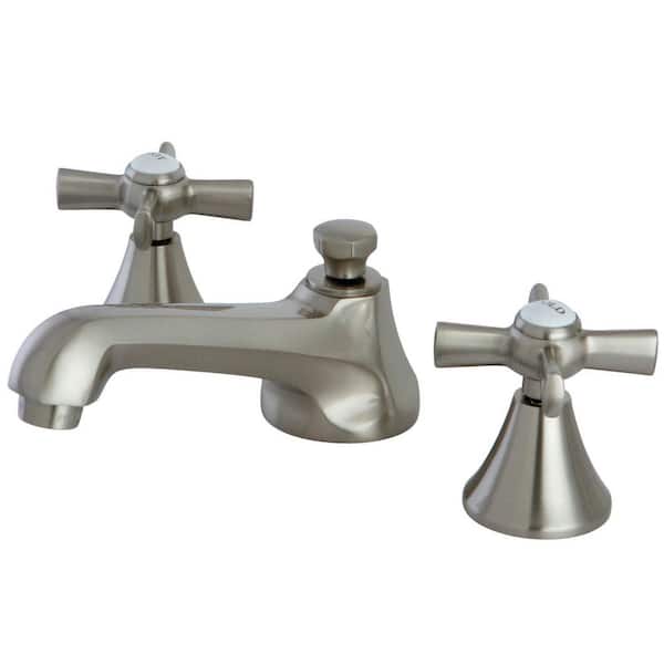 Kingston Brass Millennium 2-Handle 8 in. Widespread Bathroom Faucets with Brass Pop-Up in Brushed Nickel
