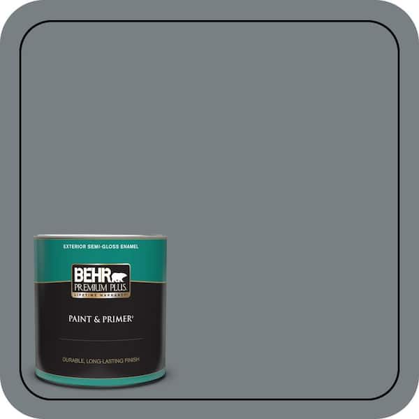 BEHR PREMIUM PLUS 1 qt. #N450-5 Intergalactic Semi-Gloss Enamel Exterior Paint & Primer