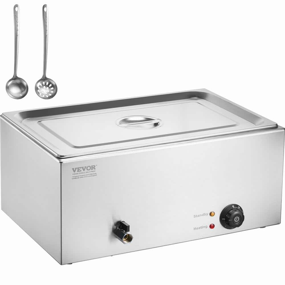 VEVOR Commercial Food Warmer, 1 x 19QT. Electric Steam Table, 1200W Professional Countertop Stainless Steel Buffet Bain