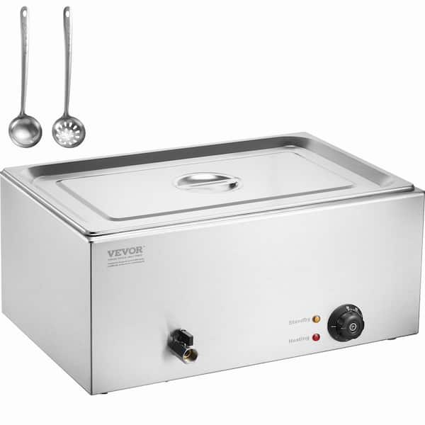 Commercial Food Warmer, 1 x 19QT. Electric Steam Table, 1200W Professional Countertop Stainless Steel Buffet Bain