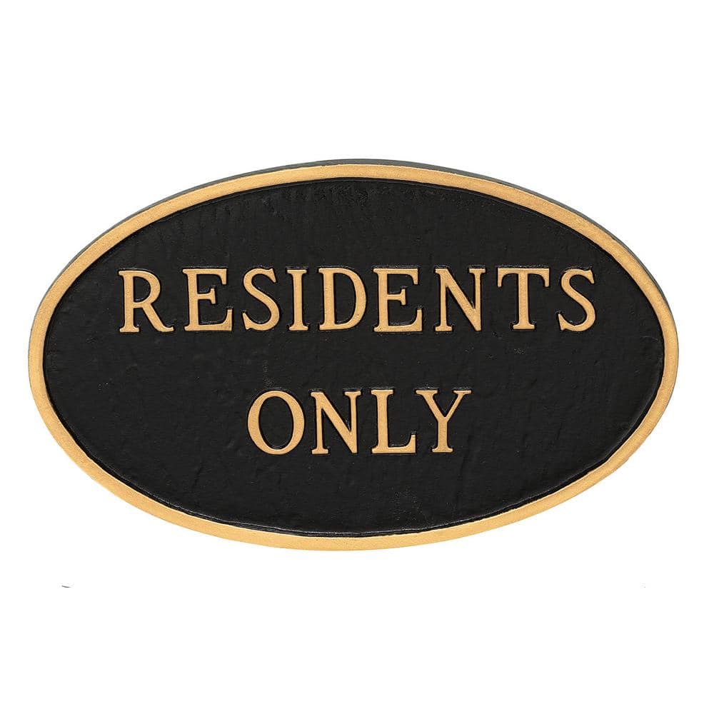 6 in. x 10 in. Small Oval Residents Only Statement Plaque Sign - Black/Gold price history on PriceWatchPro
