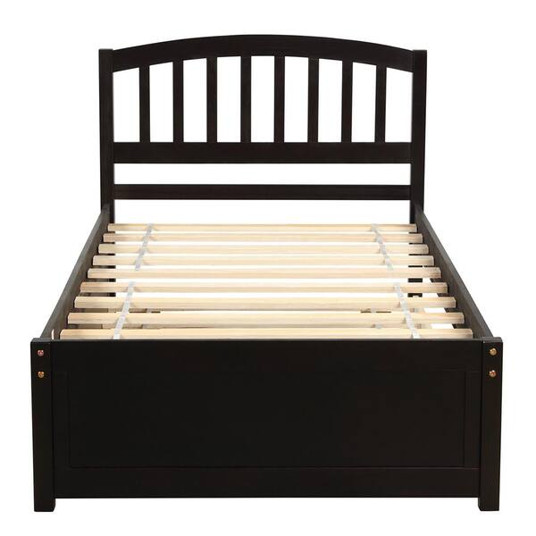 ATHMILE Espresso Twin Platform Bed DDWF194302AAP - The Home Depot