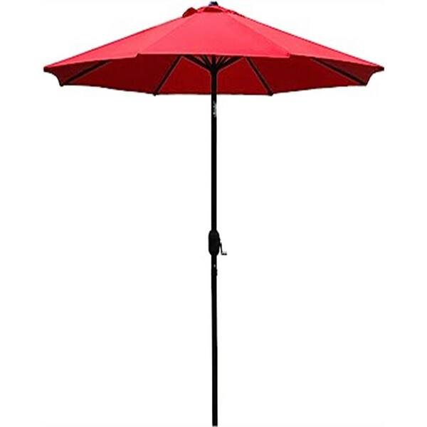 FAWEY TRED INC 9 ft. Aluminum Beach Crank and Tilt Patio Umbrella with 8-Sturdy Ribs in Red