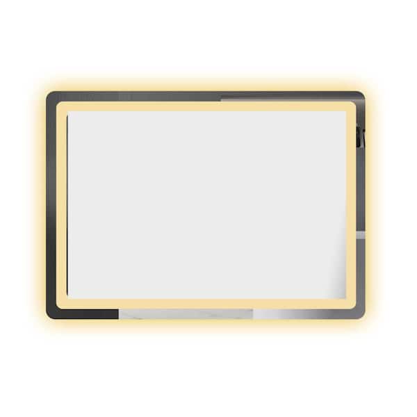 Silver 20 in. W x 28 in. H LED Rectangle Metal Framed Wall Mirror