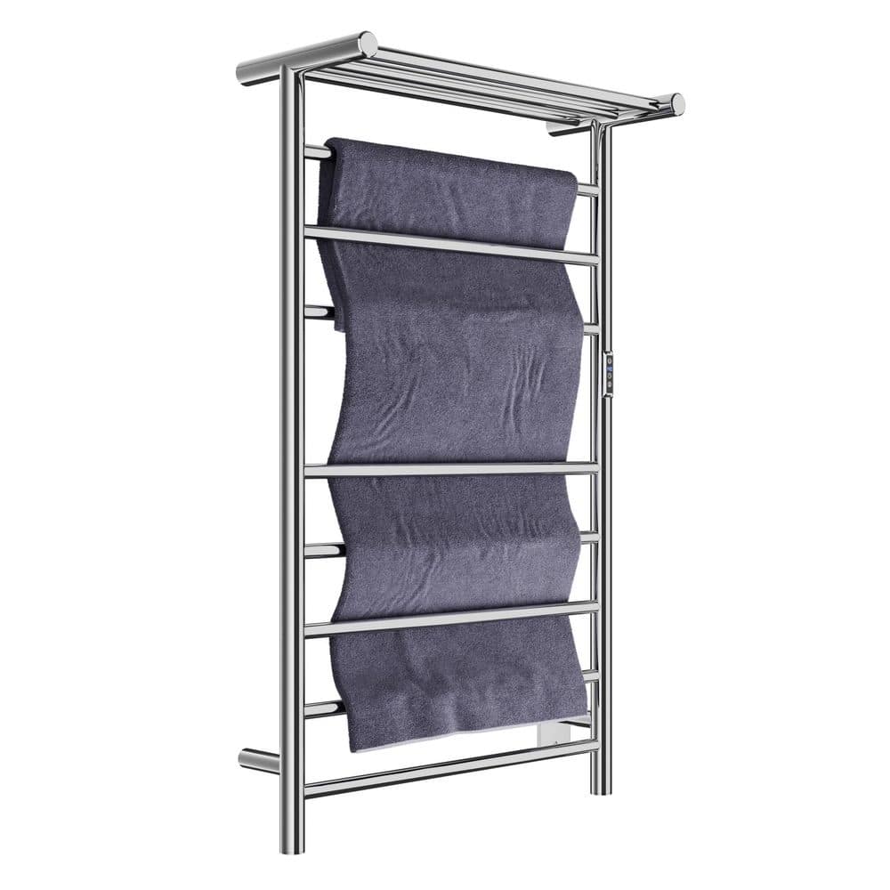 Polished Chrome 8-Bar Stainless Steel Wall Mounted Towel Warmer