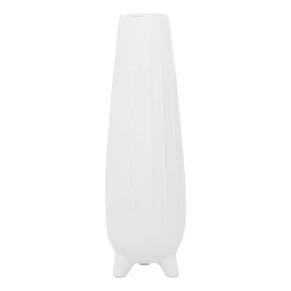 CosmoLiving by Cosmopolitan 20 in. White Handmade Ceramic Decorative Vase with Feet