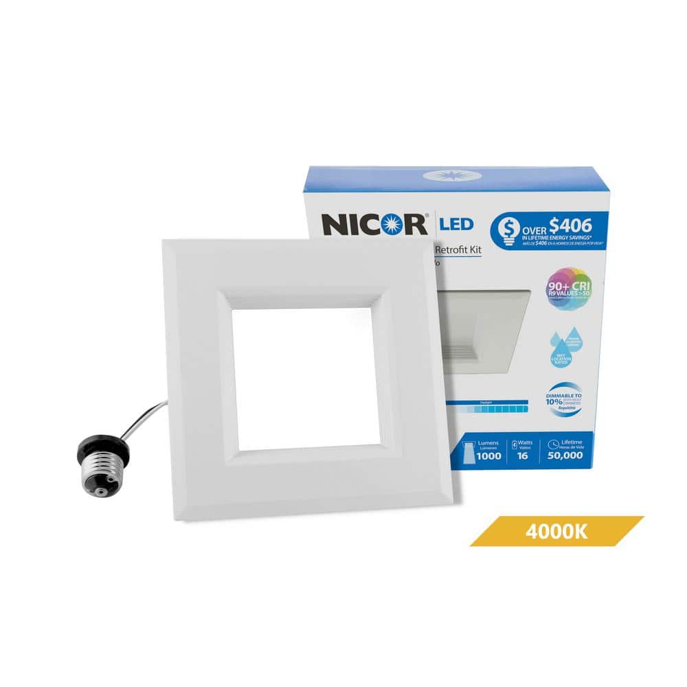 DLR Series 5 in. White (1190 Lumens) LED Square Recessed Retrofit Downlight Trim Kit, 4000K price history on PriceWatchPro
