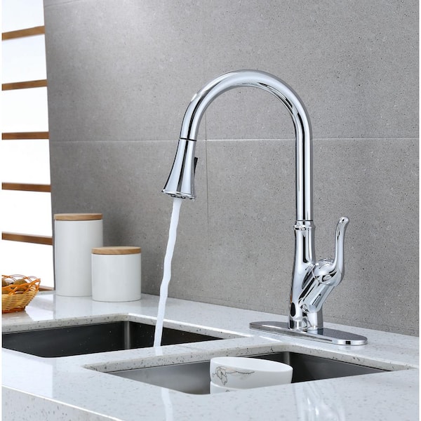 Brisbane Single-Handle Pull Down Sprayer Sensor Kitchen Faucet Chrome