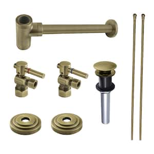 Trimscape Bathroom Plumbing Trim Kits with P-Trap and Drain (No Overflow) in Antique Brass