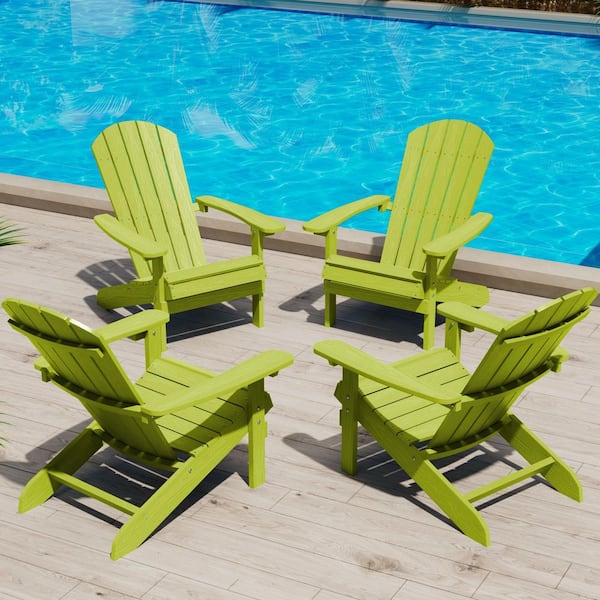 Classic Kelly Green Plastic Outdoor Patio Adirondack Chair (Set of 4)