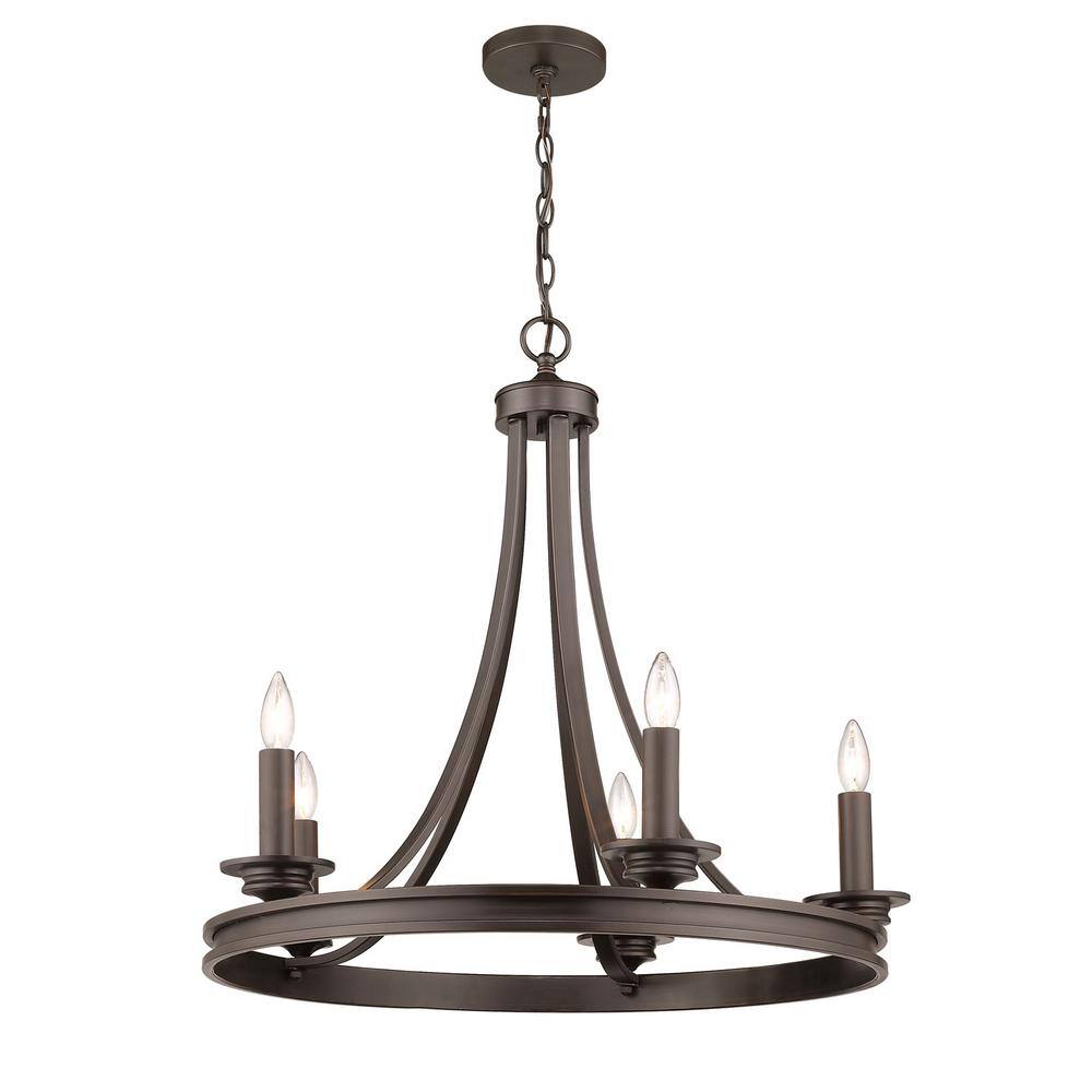 Rubbed Bronze Transitional 5-Light Candelabra Chandelier