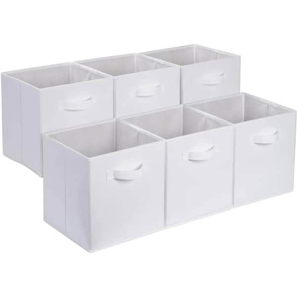 11 in. H x 10.5 in. W x 10.5 in. D White Cube Storage Bin,Pack of 6