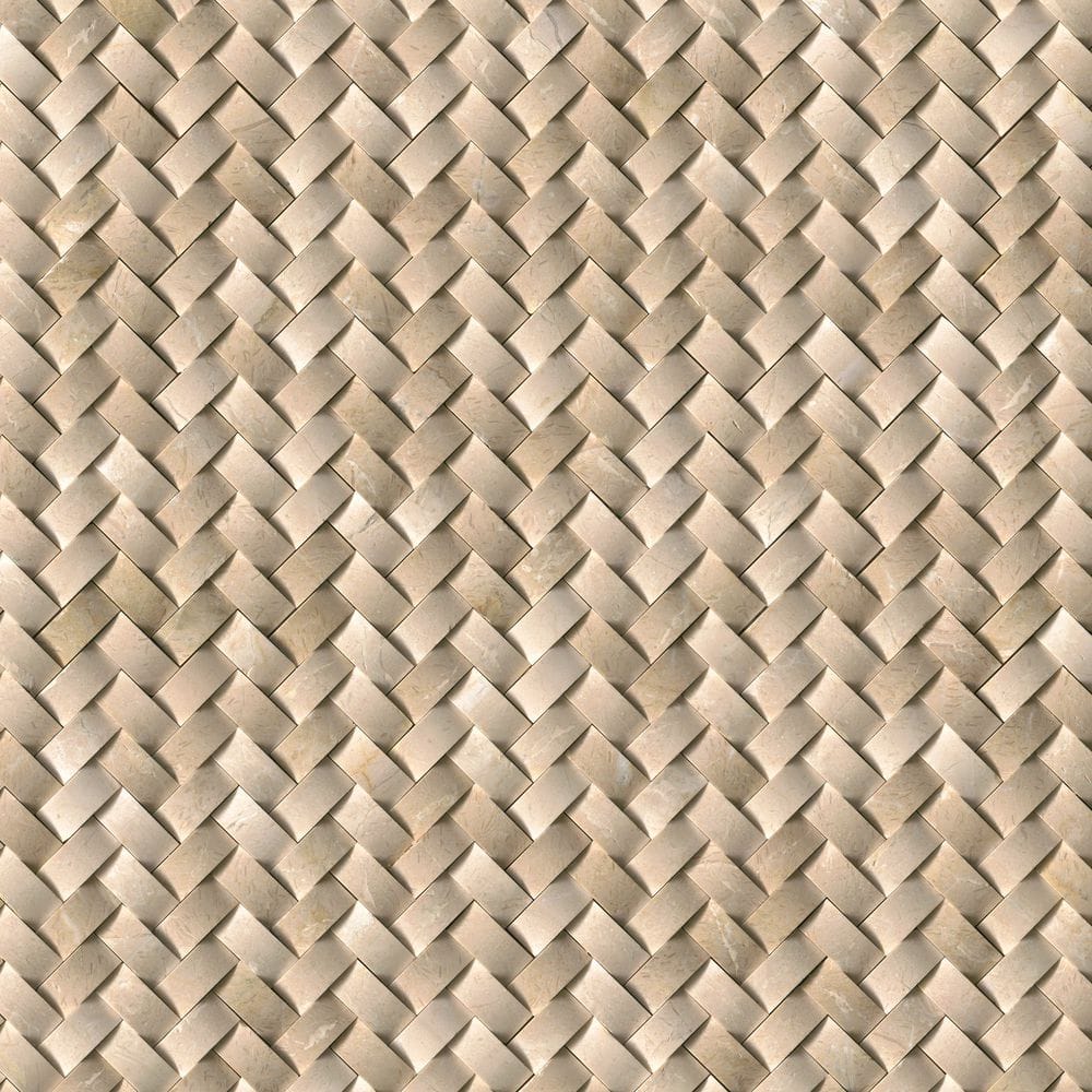 Beige Polished Marble Herringbone Mosaic Wall Tile