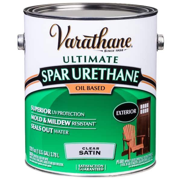 Varathane 1 Gallon Clear Satin 275 VOC Oil-Based Exterior Wood Sealer Spar Urethane (2-Pack)