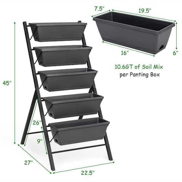 4 ft. Vertical Raised Garden Bed with 5-Tiers for Patio Balcony