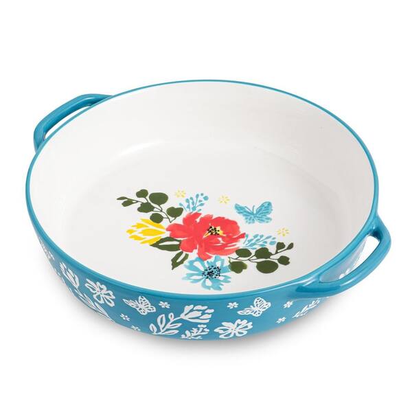 9.8 in Round Ceramic Deep Dish Pie Pan Porcelain Nonstick Pie Plate for Sweet and Savory Baking