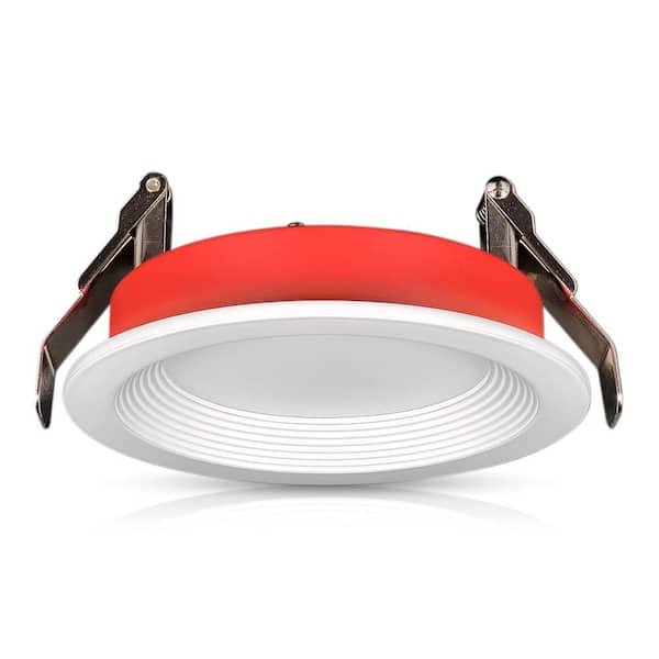 4 in. 2 Hour Fire Rated Round Baffle Slim Downlight, 1000 Lumens, 5 CCT Color Selectable 2700K-5000K, Dimmable
