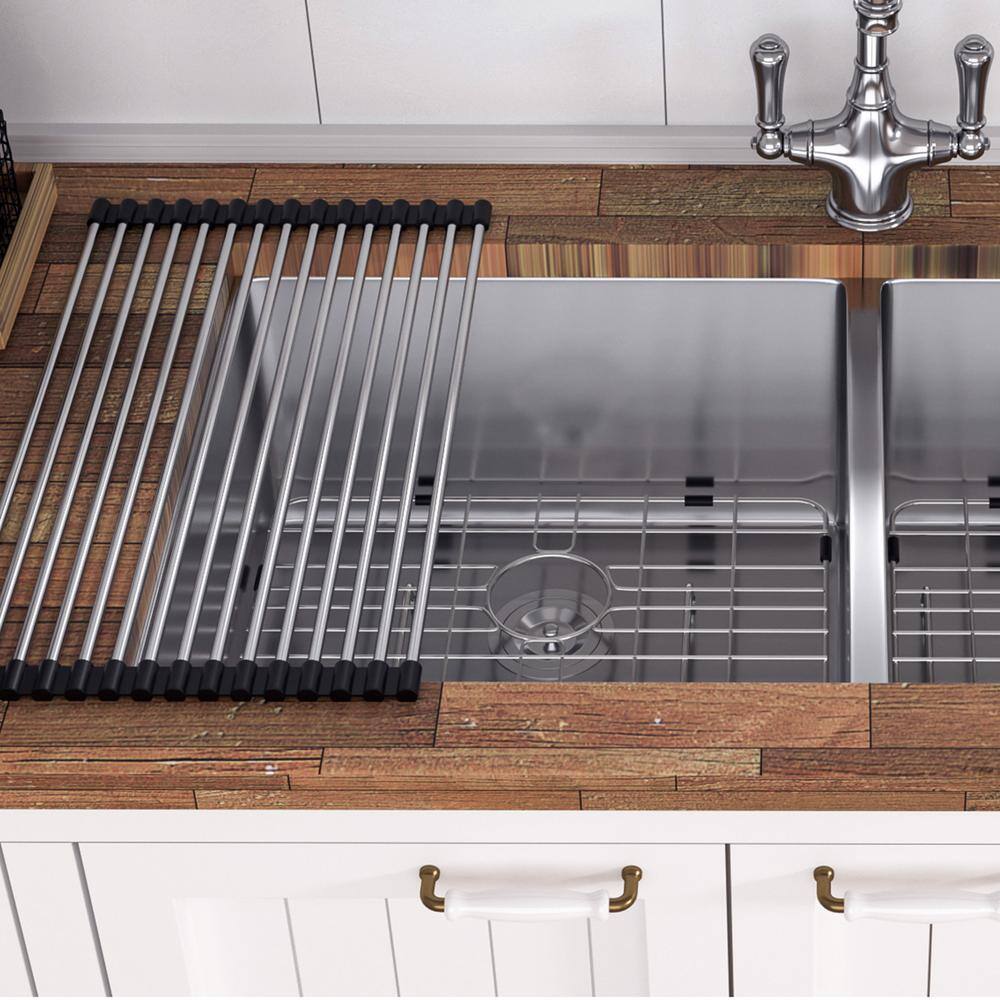 33'' Brushed Nickel Stainless Steel Double Bowl Undermount Kitchen Sink