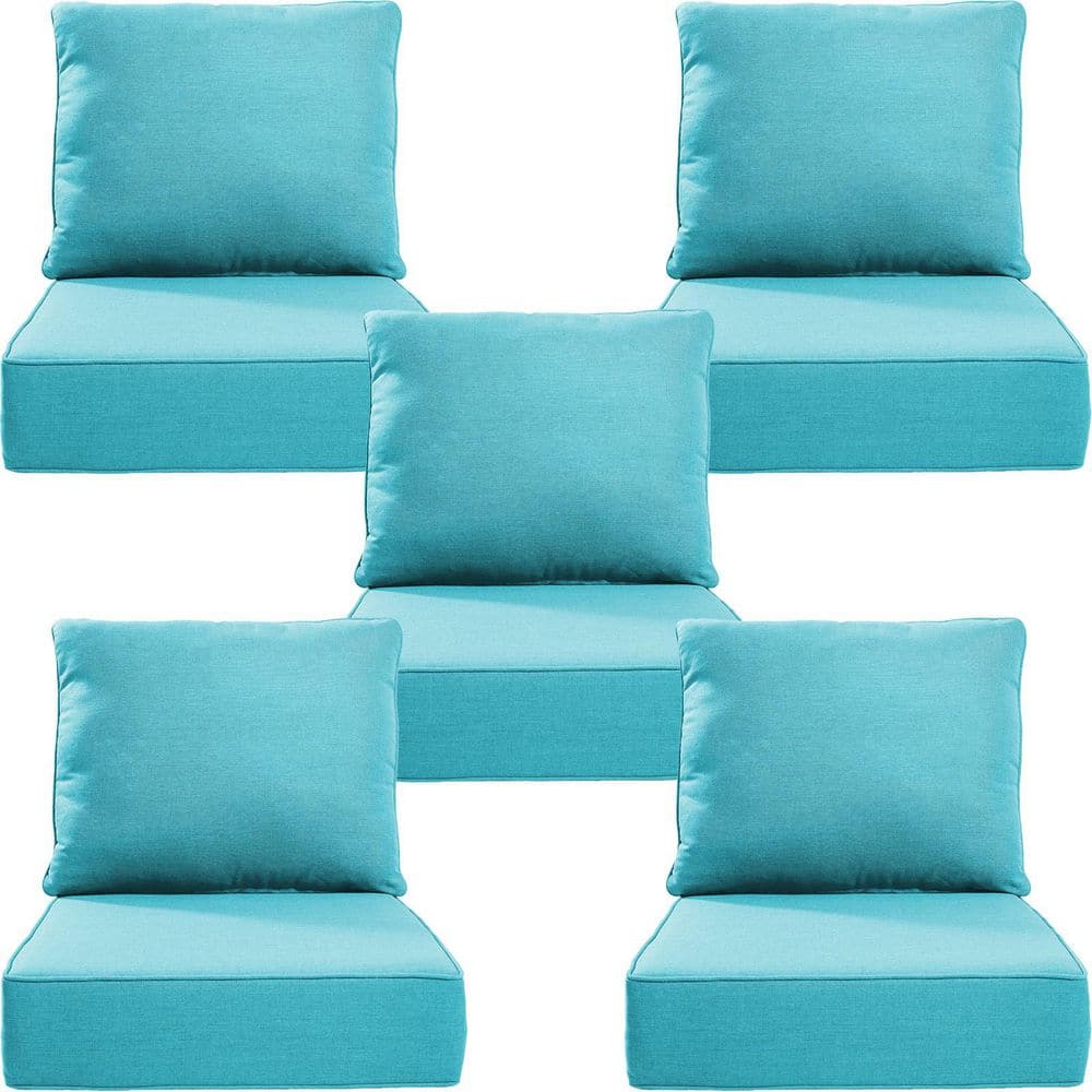 22 in. W x 24 in. D x 6 in. T 10-Piece Water & Fade Resistant Outdoor Lounge Chair Replacement Cushion Set in Light Blue price history on PriceWatchPro