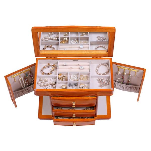 J.G. MONNET & CO. Josephine 木箱入り Mele & Co Josephine Oak Finish Wooden Jewelry Box 0076011 - The