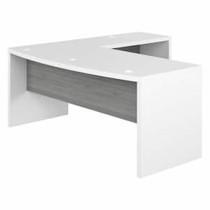 Echo 71.97 in. Bow Front L-Shaped Pure White/Modern Gray Desk