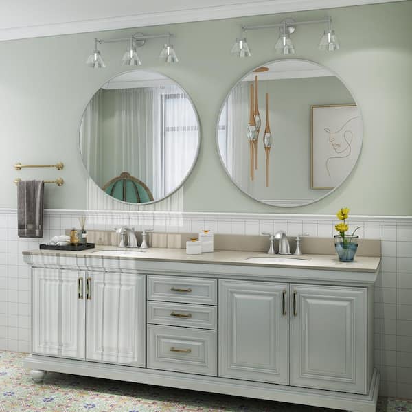 32 in. W x 32 in. H Round Aluminum Alloy Framed French Cleat Mounted Wall Decor Bathroom Vanity Mirror in Matte Silver