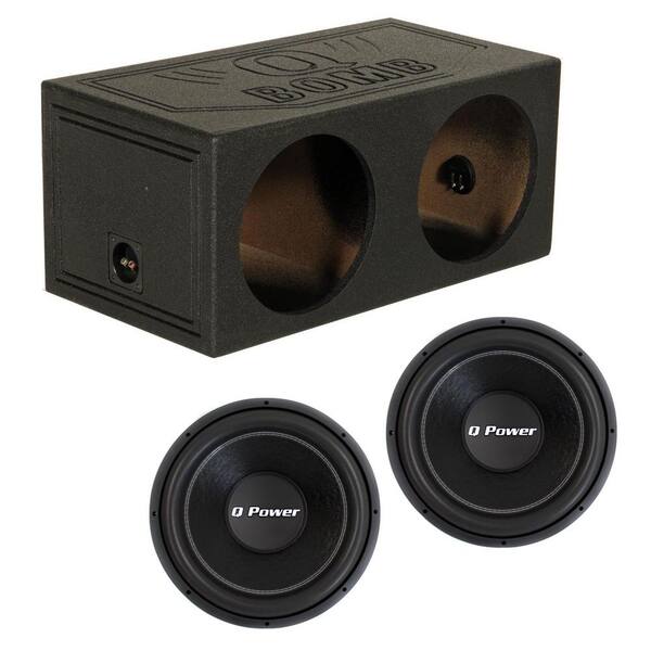 Q POWER QBomb 15 in. Dual Sealed Sub Box Enclosure and Two 15 in. 2200-Watt DVC Subwoofers
