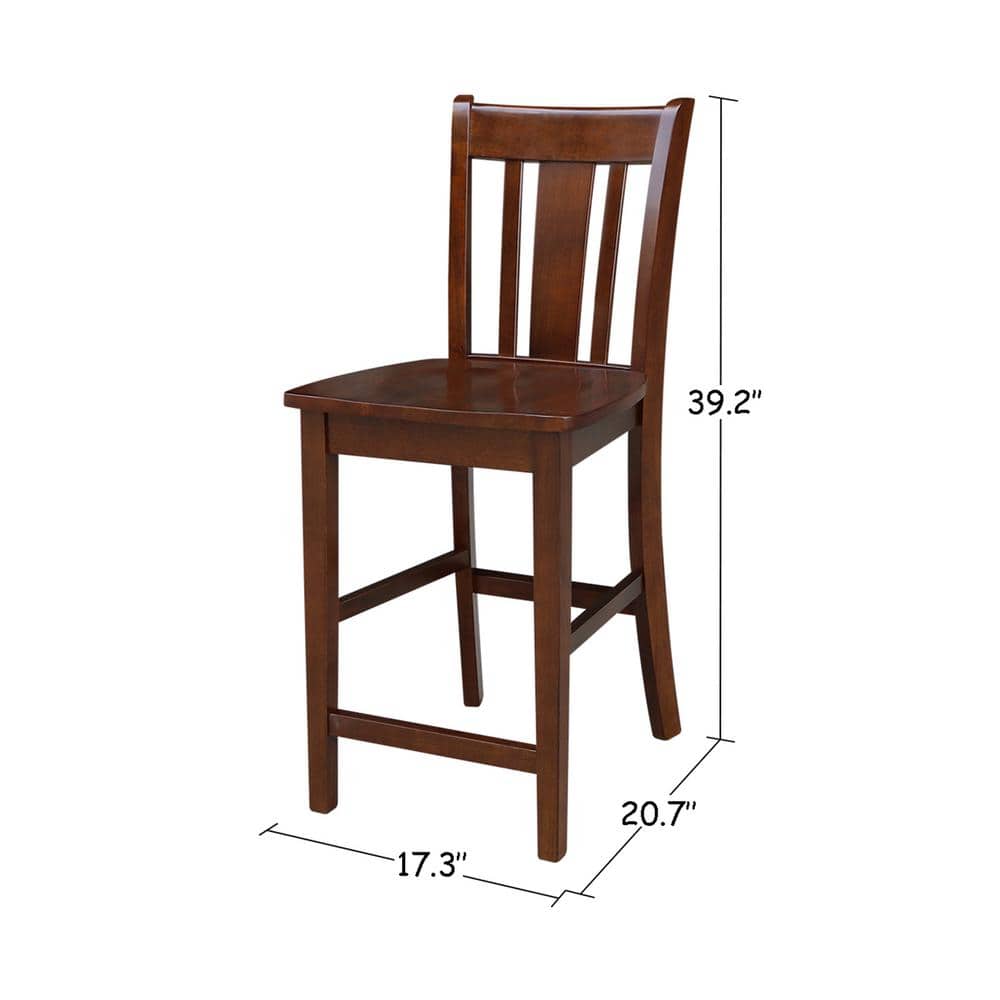 San Remo 24" Espresso Solid Wood Counter-Height Stool